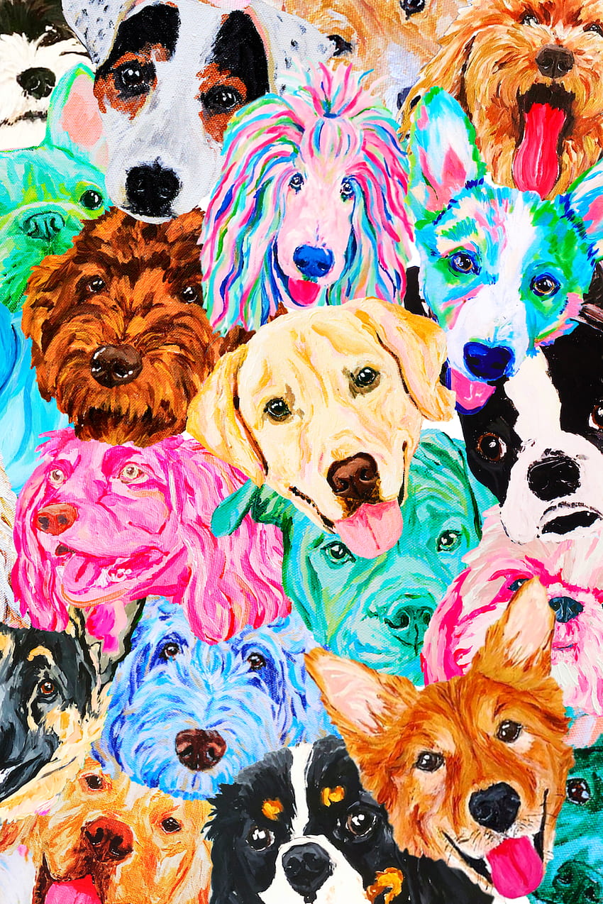 Perro colorido, cachorro arcoiris fondo de pantalla del teléfono