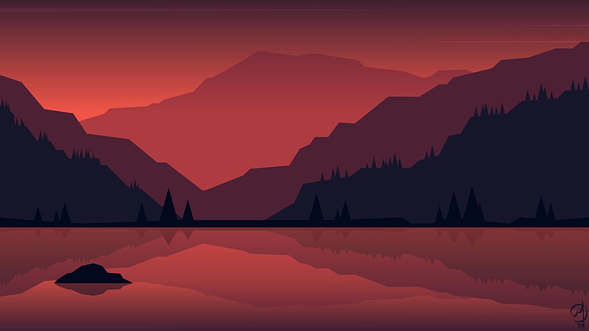320x240 Pintura de paisaje minimalista Apple Iphone, iPod Touch, junto al lago minimalista fondo de pantalla