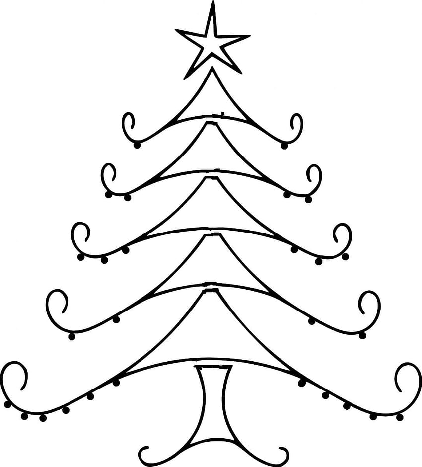 Christmas Tree Line Drawing, Clip Art, Clip Art on Clipart Library HD phone wallpaper