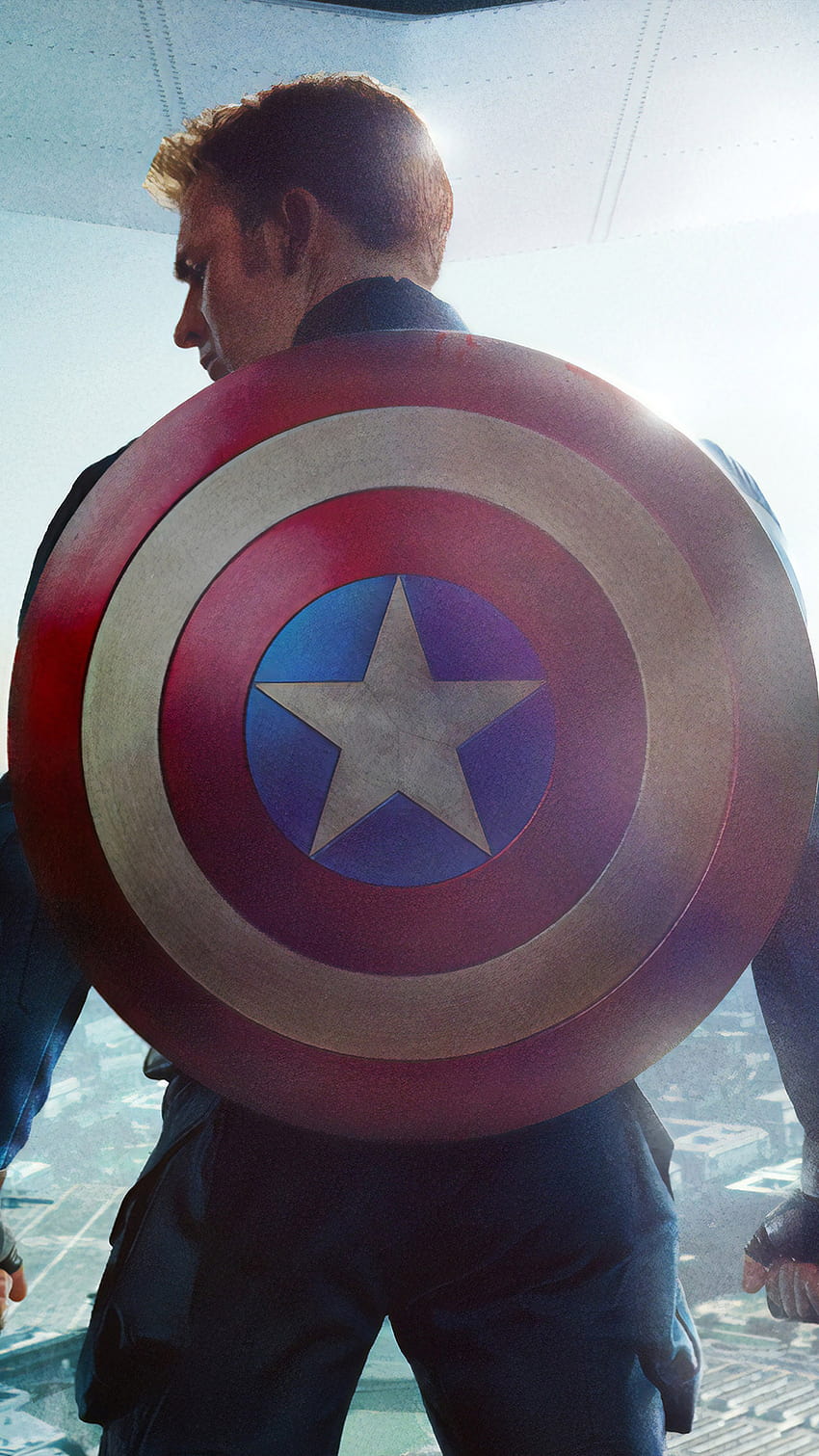 Chris Evans Captain America Shield Pure กัปตันอเมริกาพร้อมโล่ วอลล์เปเปอร์โทรศัพท์ HD