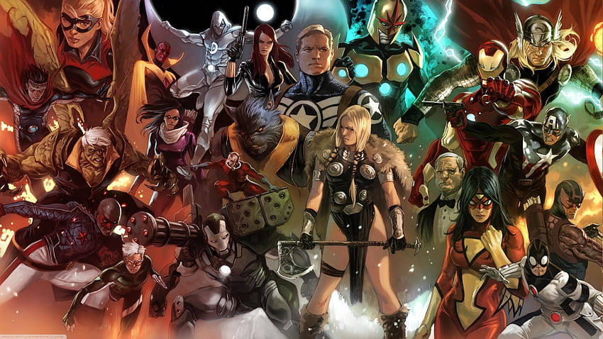 Marvel Comics, Iron Man, Captain America, Spider Woman, Thor, women in marvel HD wallpaper