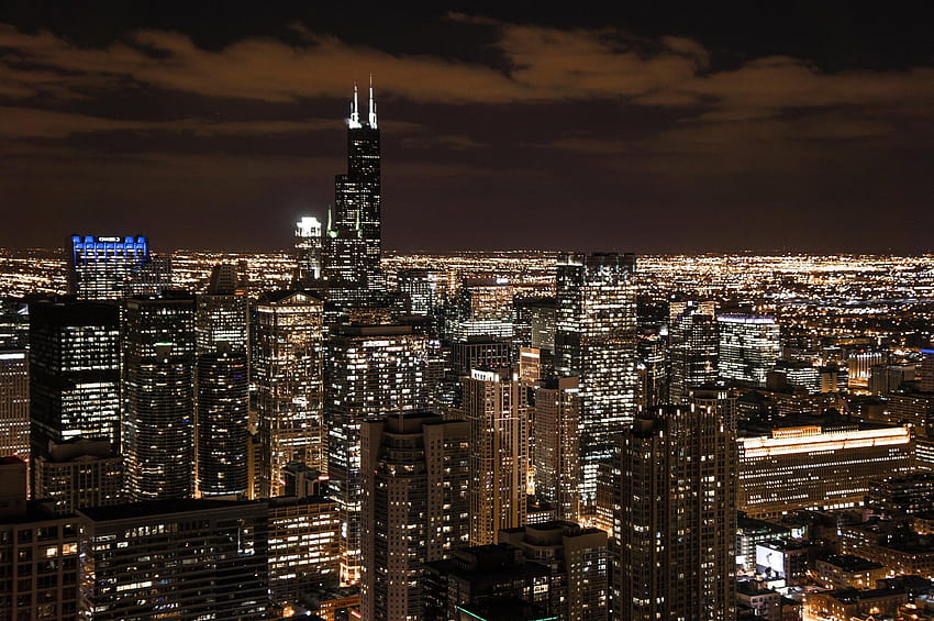 Architecture bridges chicago cities City Francisco Night skyline, chicago night cityscape HD wallpaper