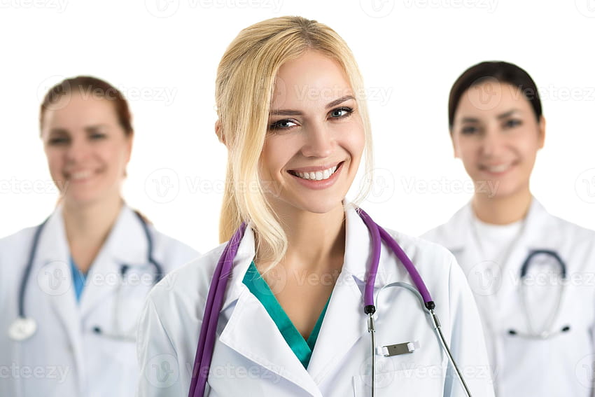 Portrait of young blonde female doctor 754256 Stock at Vecteezy, lady doctor HD wallpaper