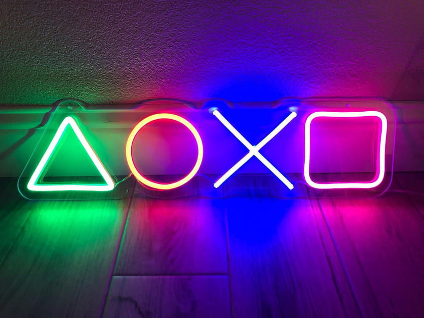Letrero de neón LED PlayStation, letreros de neón para juegos fondo de pantalla