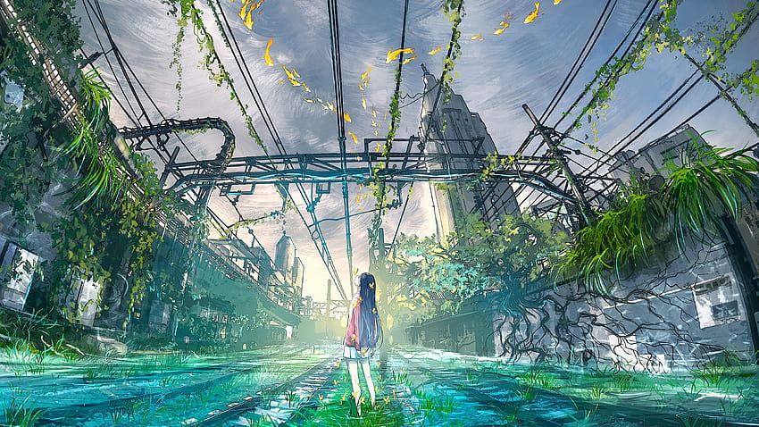 317184 Anime, Girl, Scenery, anime green HD wallpaper