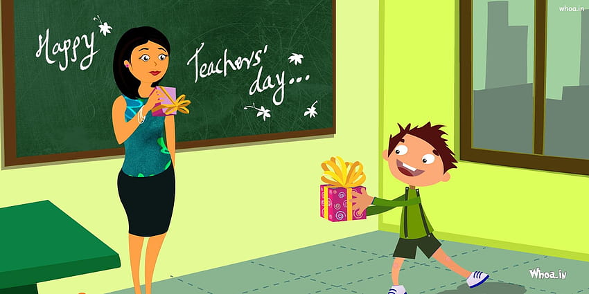 Happy Teachers Day Cartoon, Schullehrer animiert HD-Hintergrundbild
