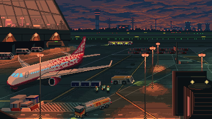 Aeronave, aeropuerto, pixel art • Para ti Para y móvil fondo de pantalla