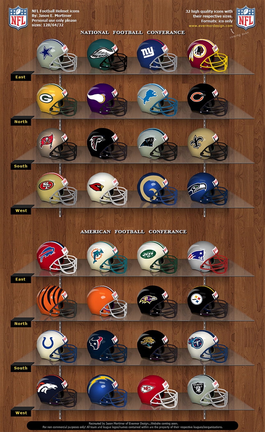 NFL Helmet Team Logo Poster - 8x10 Color Photo