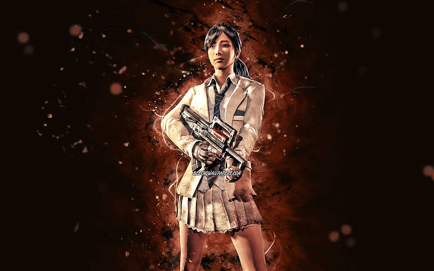 Schoolgirl Brown Neon Lights Pubg Playerunknowns Battlegrounds Creative Pubg Characters 4830