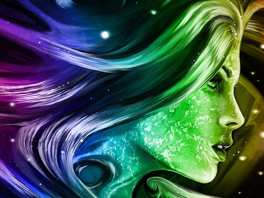Rainbow Girl 3d Fantasy Abstract Art ... 13, 3d woman HD wallpaper