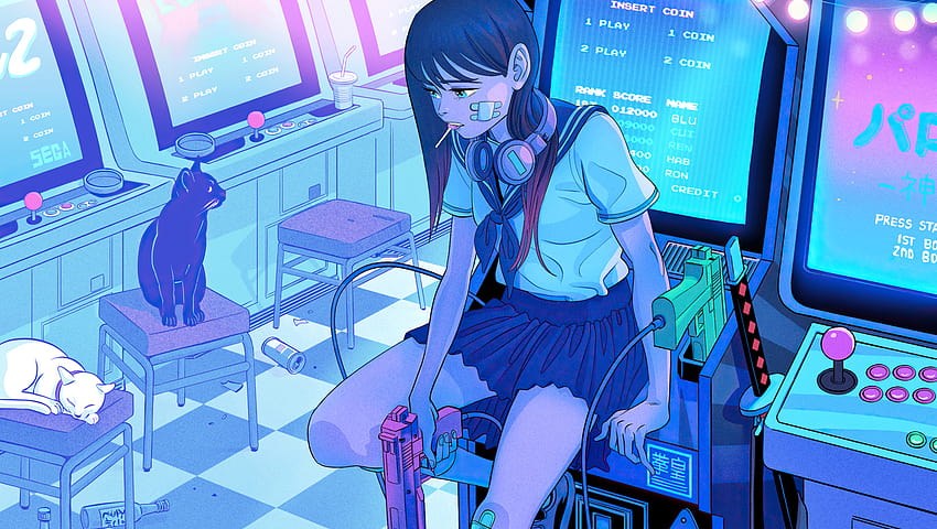 1360x768 Playing Again Anime Girl Retro Gaming Laptop, Sfondi e, gamer anime girl pc Sfondo HD
