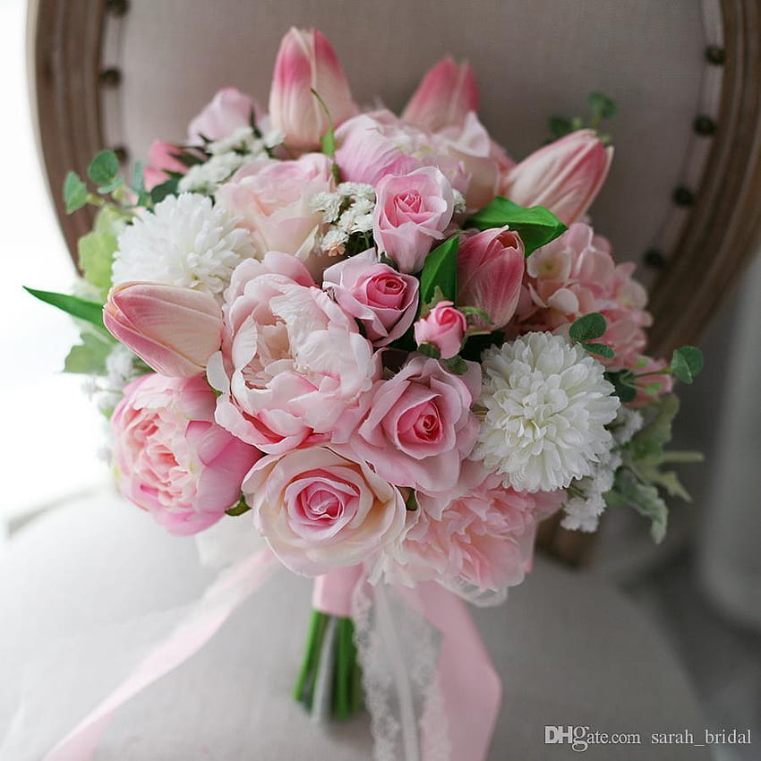 2018 New Light Pink Wedding Bridal Bouquets Hydrangea Peony, light pink peonies bouquet HD phone wallpaper