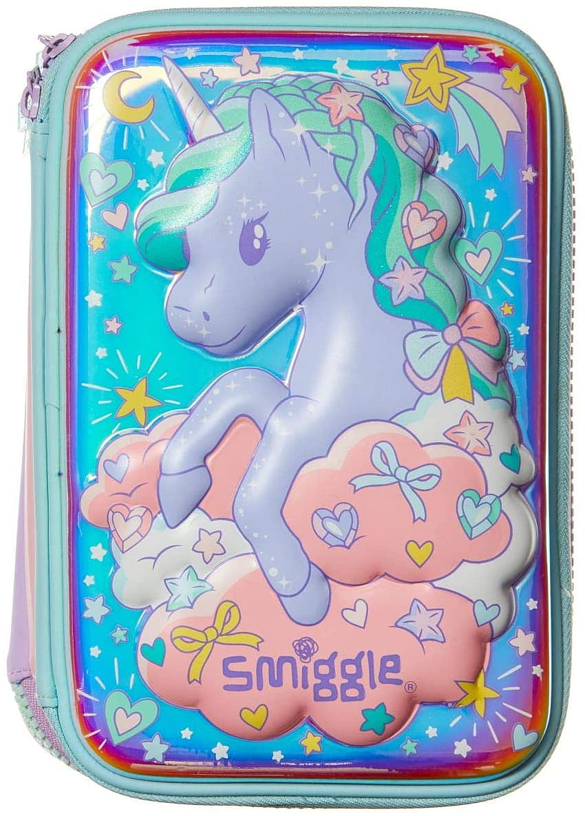 Smiggle Illusion Kids School Triple Hardtop Pencil Case for Girls & Boys with Three Zipped Compartments Unicorn Print Pens, Pencils & Writing Supplies Stationery & Office Supplies HD phone wallpaper