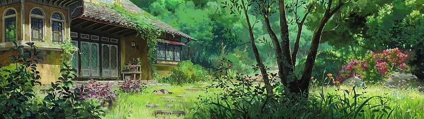 2940690 / studio ghibli karigurashi no arrietty multiple display cottage garden artwork, karigurashi no arriety HD wallpaper