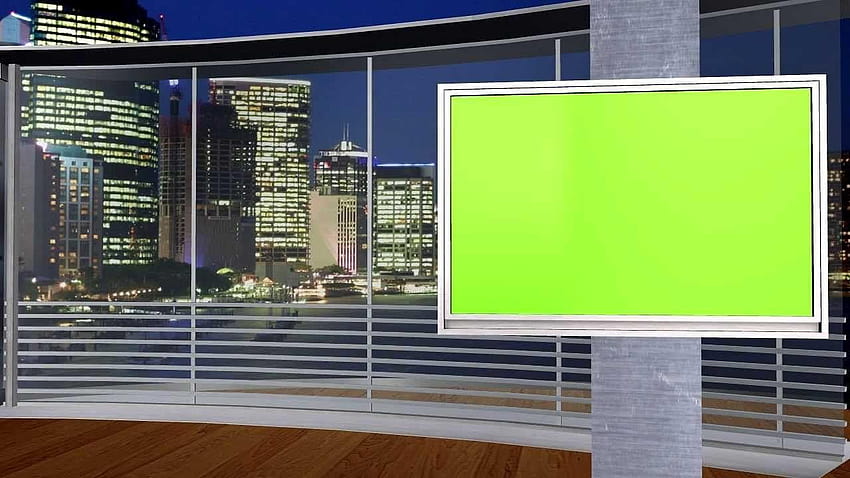 新しいグリーン スクリーン スタジオ セット 3 つの異なる角度、素晴らしい都市、グリーン スクリーンの背景 高画質の壁紙