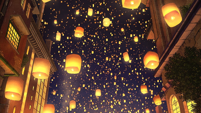 3840x2160 Anime Festival, Lanterns, Night, Fence, Scenic, night lanterns HD wallpaper