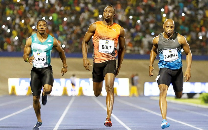 Usain Bolt logra la victoria en la primera carrera de 100 metros en más de nueve meses, Yohan Blake fondo de pantalla