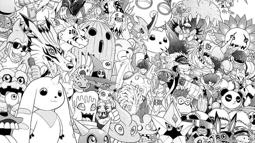 white, anime, black, manga, characters, old school, digimon, section other in resolution 2560x1440, black and white anime manga HD wallpaper