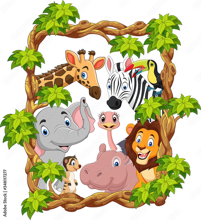 Анимационни щастливи животни в зоологическата градина HD тапет за телефон