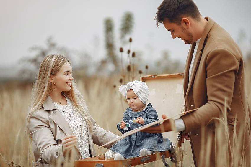 Young parents with cute baby in countryside in autumn · Stock, mother care  of his child HD wallpaper | Pxfuel