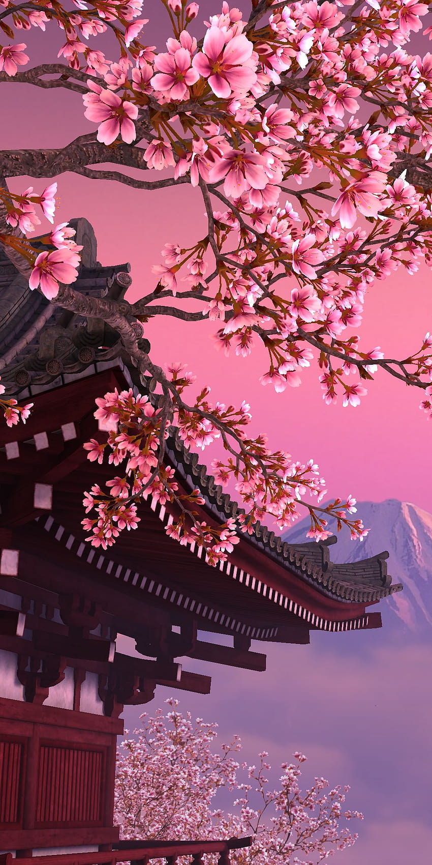 일본 벚꽃나무모빌 HD 전화 배경 화면