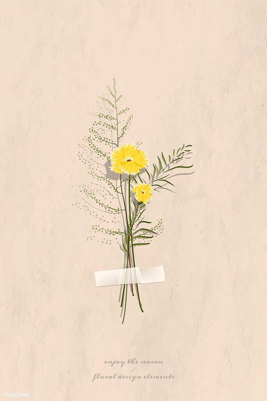 premium illustration of Dried flower scrapbook autumn, pastel minimalist floral HD phone wallpaper