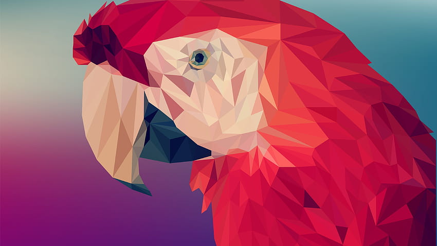 Digital Art, Parrot, Polygon, 6K, Art, red artistic digital art HD wallpaper