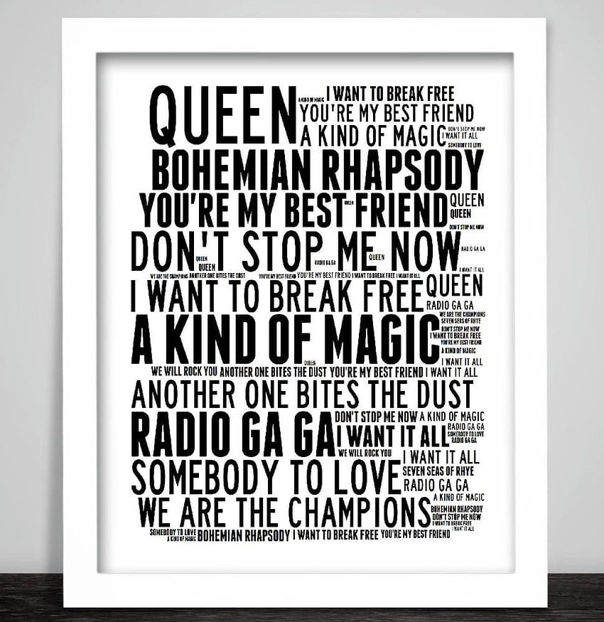Details about Queen Word Art Print Song Music Titles Lyrics [971x1000] for your , Mobile & Tablet HD phone wallpaper