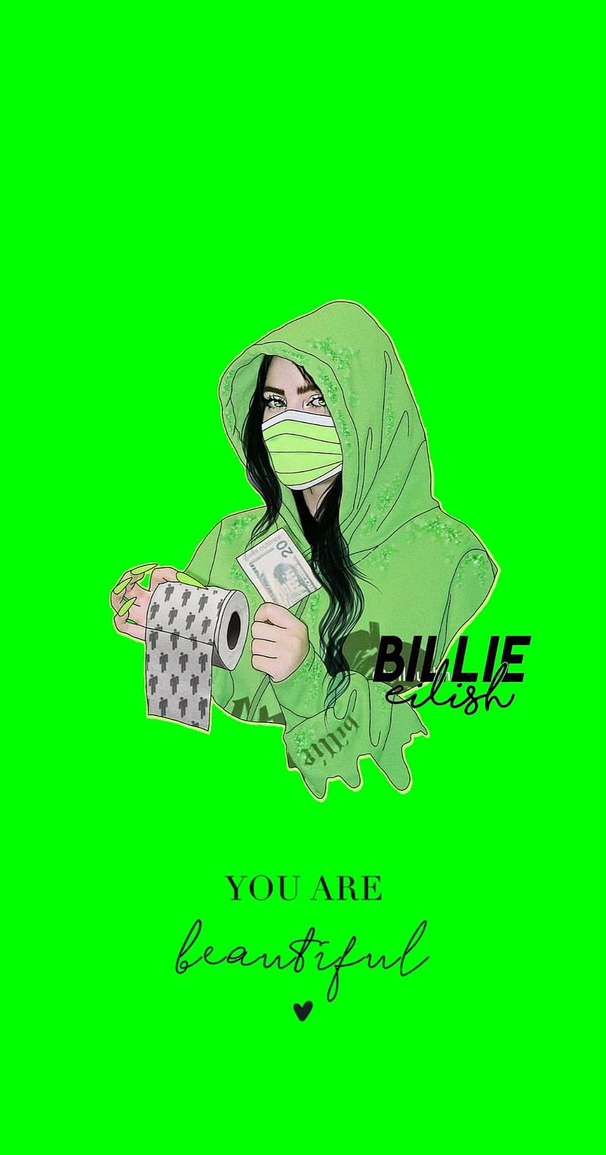 Billie Eilish, neon green women HD phone wallpaper