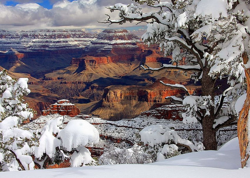 A gallery of of the Grand Canyon during winter when is covered with snow. Description fro…, grand canyon winter HD wallpaper