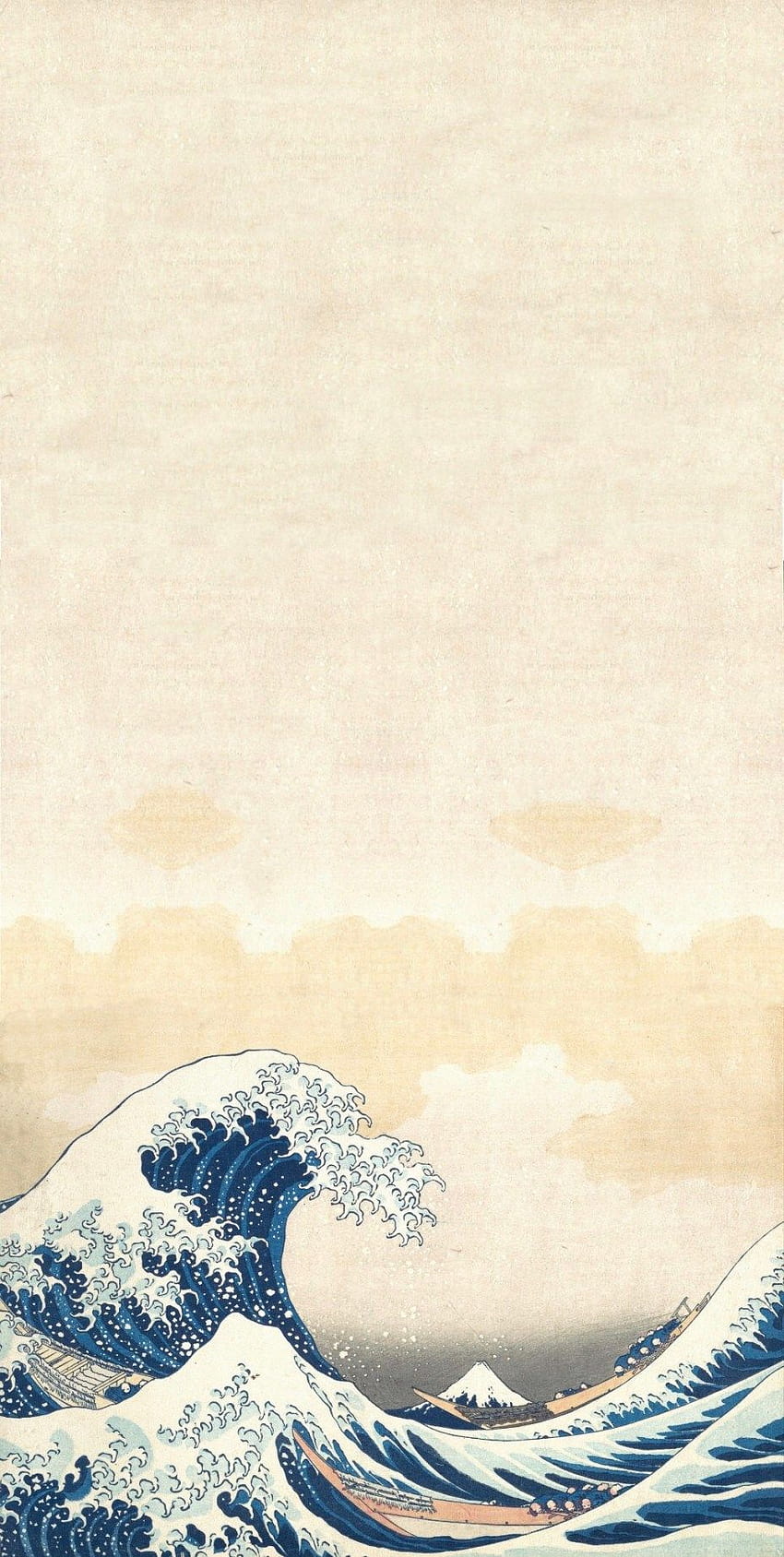 Die große Welle des japanischen Kanawaga-Weiß HD-Handy-Hintergrundbild