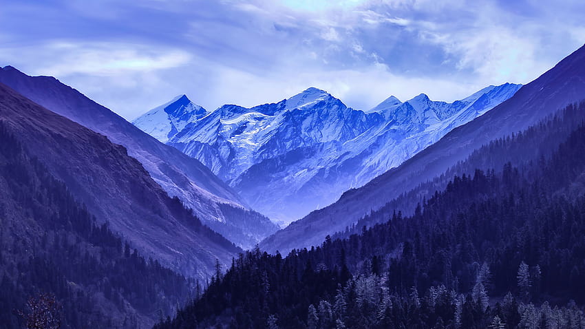 Снежни сини планини, природа, планини ултра HD тапет