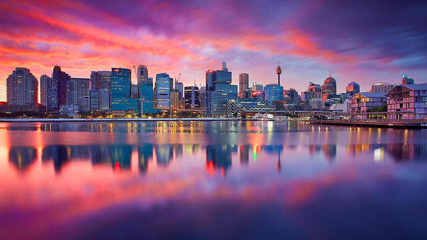Skyline von Sydney in der Abenddämmerung HD-Hintergrundbild
