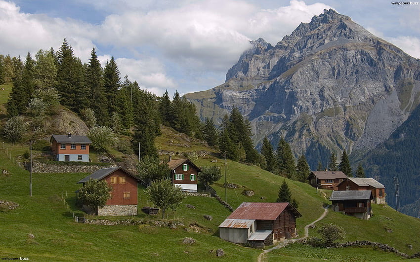 Swiss village, villages HD wallpaper