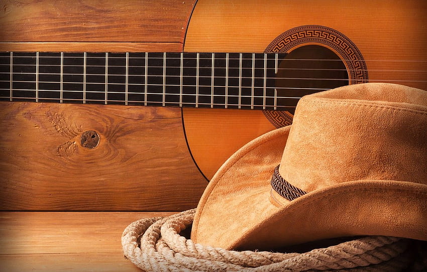 шапка, китара, каубой , раздел стил, каубойска шапка HD тапет