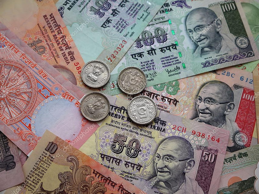 Indisches Papier und Münzen Geld, indische Münzen HD-Hintergrundbild