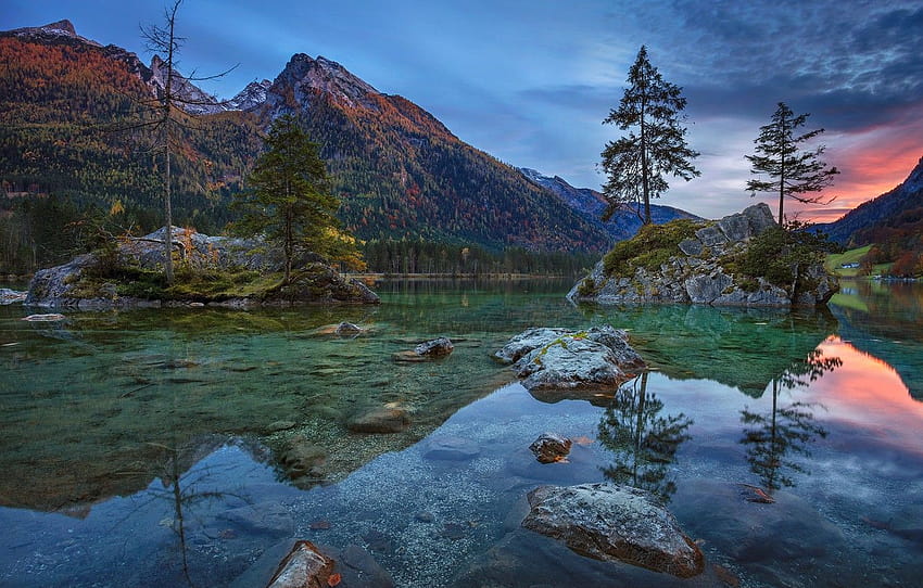 mountains, lake, Germany, Bayern, Hintersee , section пейзажи, hintersee lake germany HD wallpaper