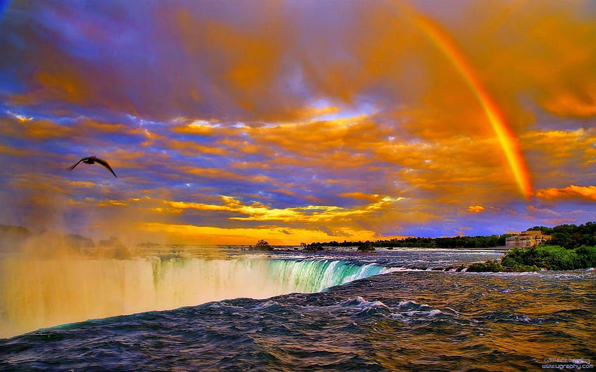 Rainbow Sunset Over Niagara Falls Backgrounds 584443, sunset ocean rainbow HD wallpaper