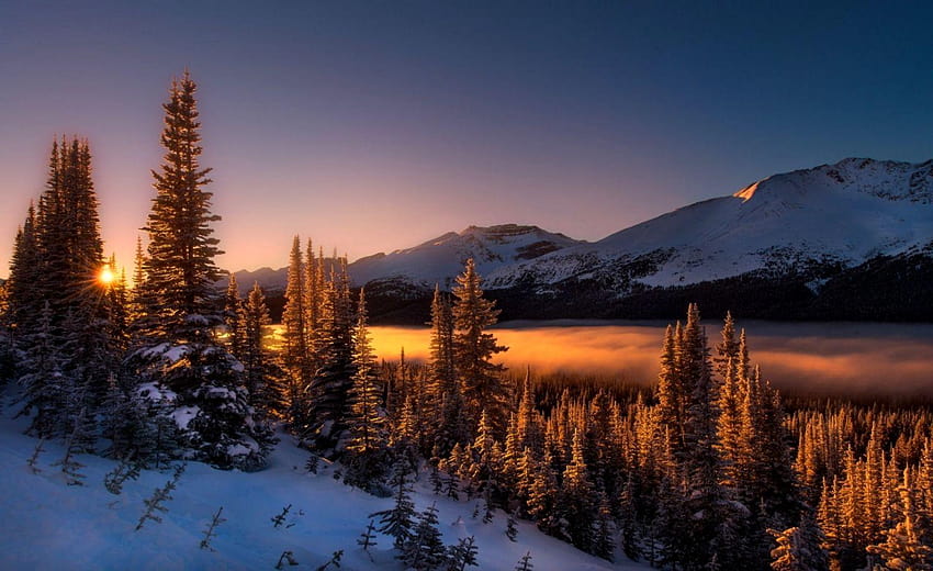 Snow Sunrise, nature landscape sunrise HD wallpaper | Pxfuel