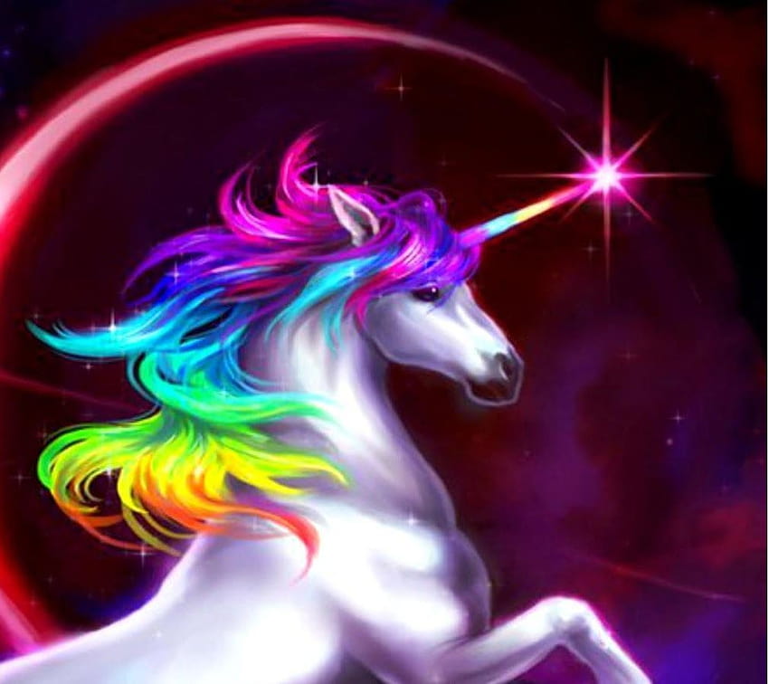 Unicornio colorido, unicornio de colores brillantes fondo de pantalla
