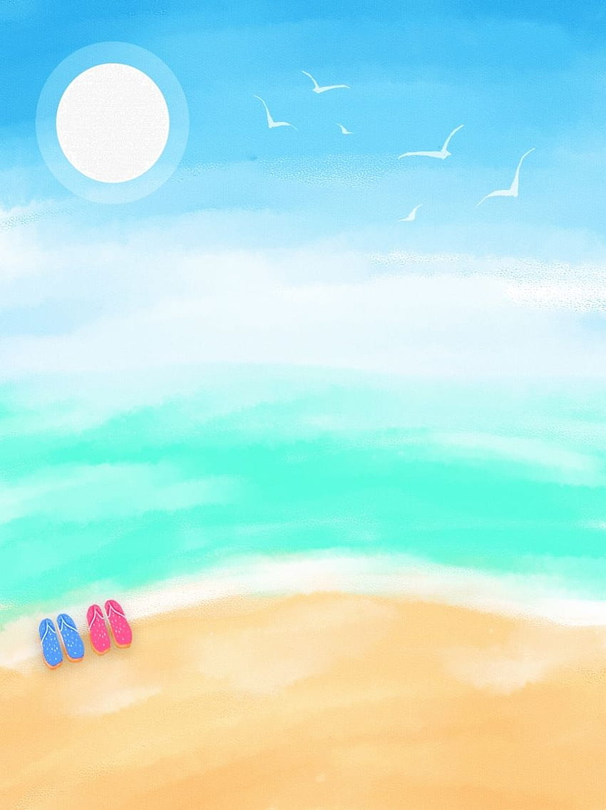Pure Original Hand Drawn Cartoon Anime Beach Landscape Background, Summer  Background, Landscape Background, Sky Backgrounds Backgrounds for, anime  summer watercolor HD phone wallpaper | Pxfuel