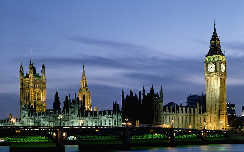 paisajes urbanos, noche, Londres, edificios, Big Ben, Palacio de Westminster, Río Támesis, Puente de Westminster :: fondo de pantalla