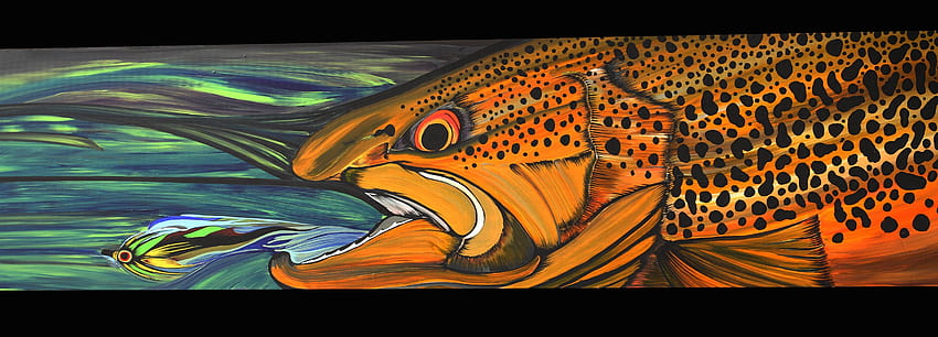 Peces: Pesca Deportiva Pescado Bajo Peces Trucha Obra de arte Pintura En movimiento, de pescado bajo fondo de pantalla