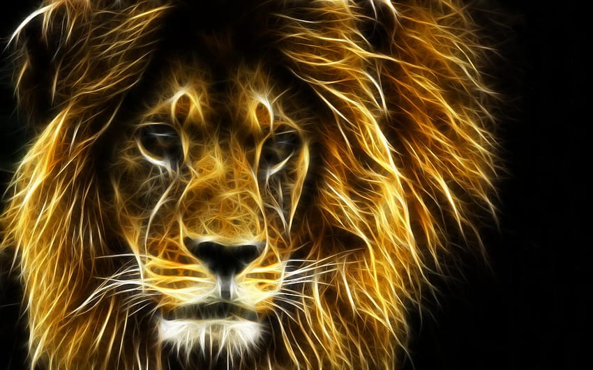 Green And White Lion, electric animals HD wallpaper