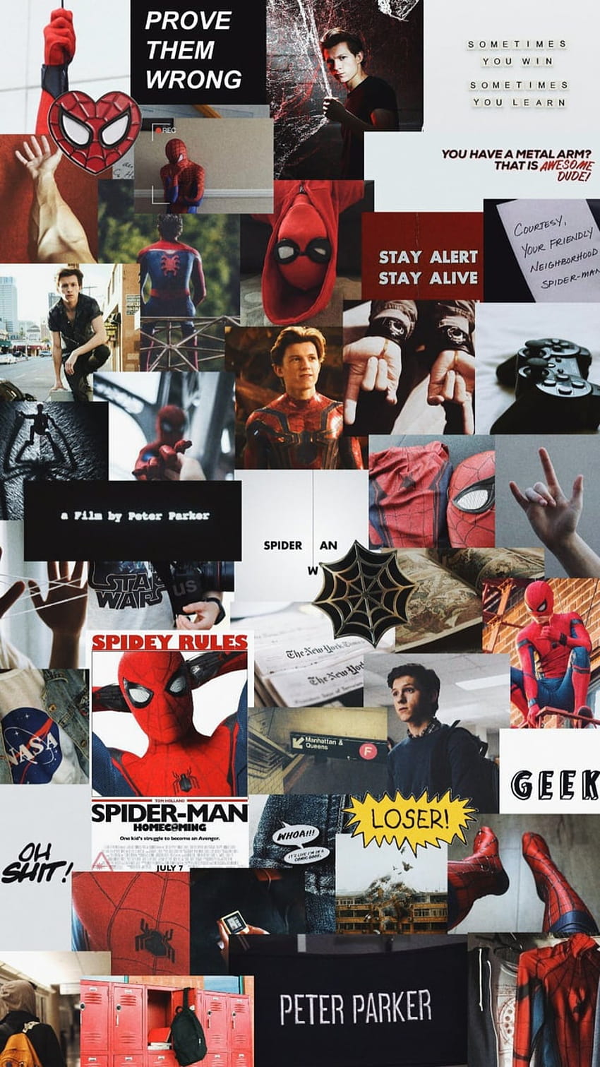Peter Parker Aesthetic, kolase manusia laba-laba wallpaper ponsel HD