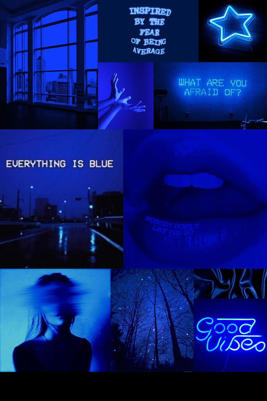 Blue mood board aesthetic collage, dark blue collage HD phone wallpaper ...