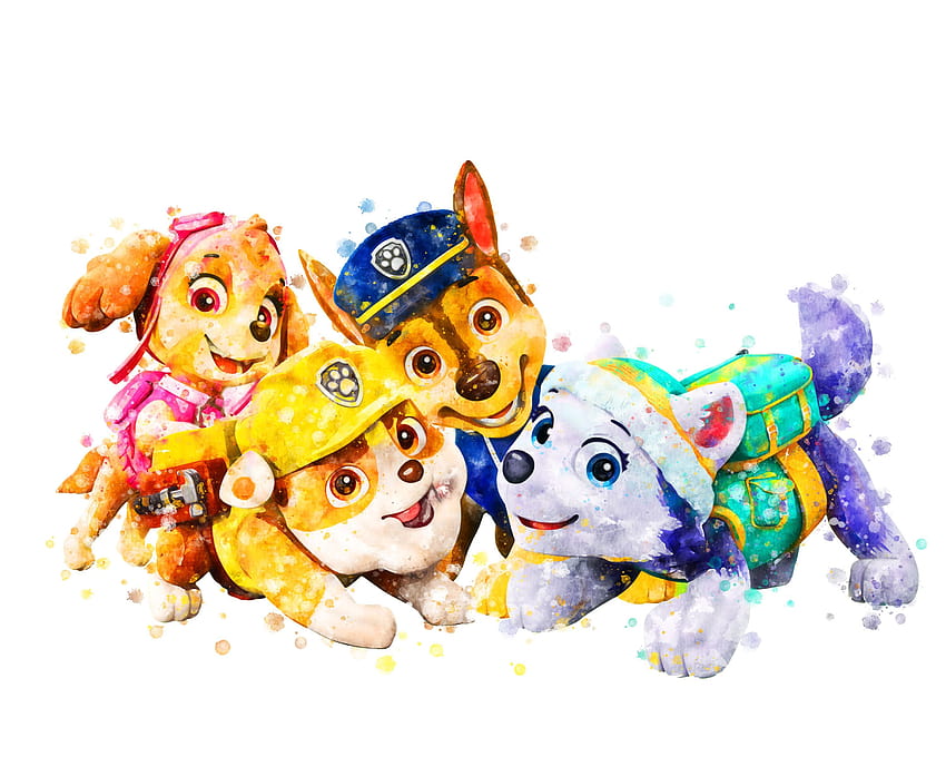 Paw Patrol Print Skye Everest Chase Rubble Watercolor, skye and everest HD wallpaper