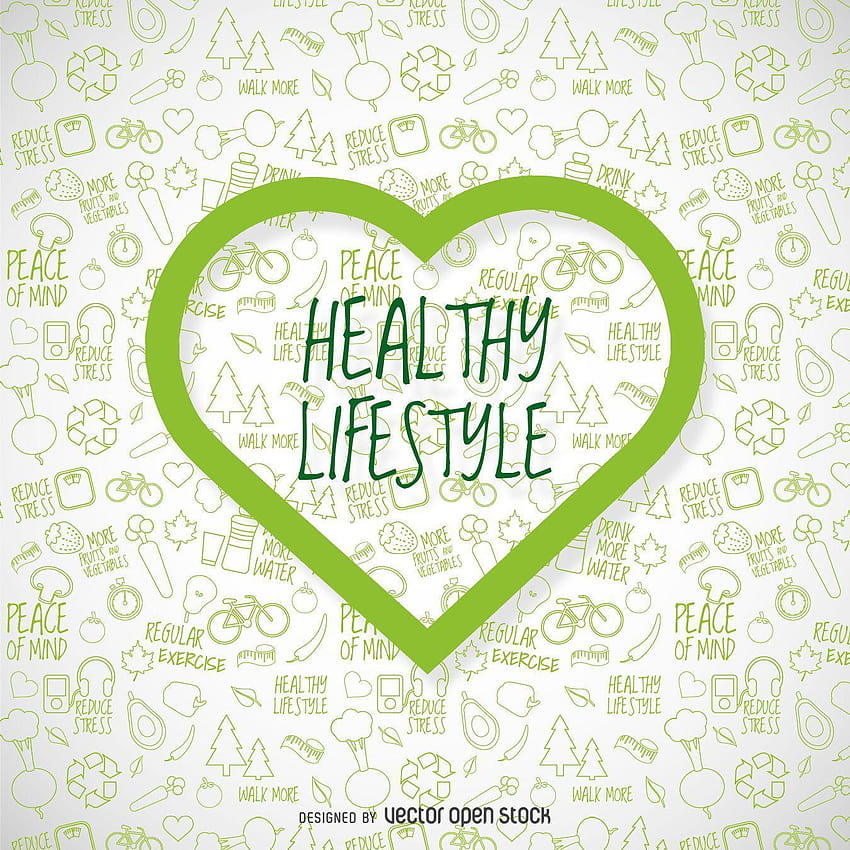 Estilo de vida saludable con corazón verde fondo de pantalla del teléfono