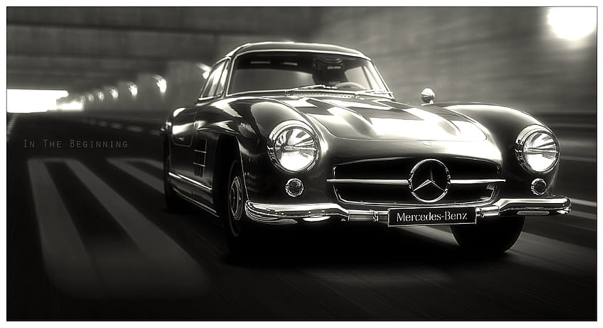 : Mercedes Benz, спортна кола, марка, класическа кола, мощна кола, Mercedes Benz 300SL, bw, gullwing, 1950, черно и бяло, автомобилен дизайн, автомобилен екстериор, моторно превозно средство, антична кола, личен луксозен автомобил, mercedes, mercedes benz 300 сл HD тапет