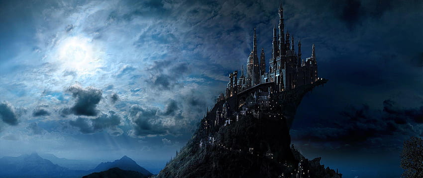 Harry Potter Hogwarts Fantasy Castles Moon Movies 2560x1080 HD wallpaper